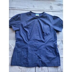 Crest Made In USA Nurse Vet Medical Scrub Top Navy Blue 2XL